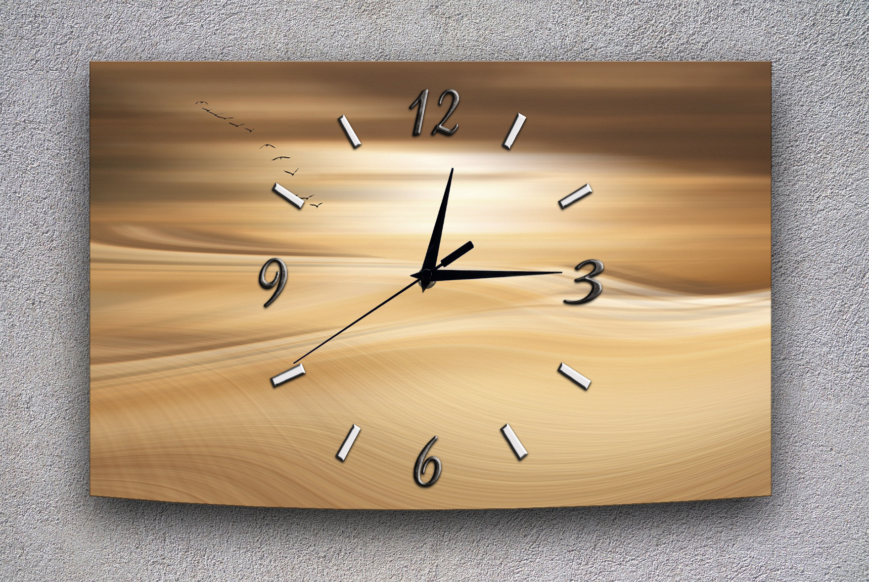 Wanduhr Funk oder Quarzuhr leise tickend Abstrakt 50x30cm