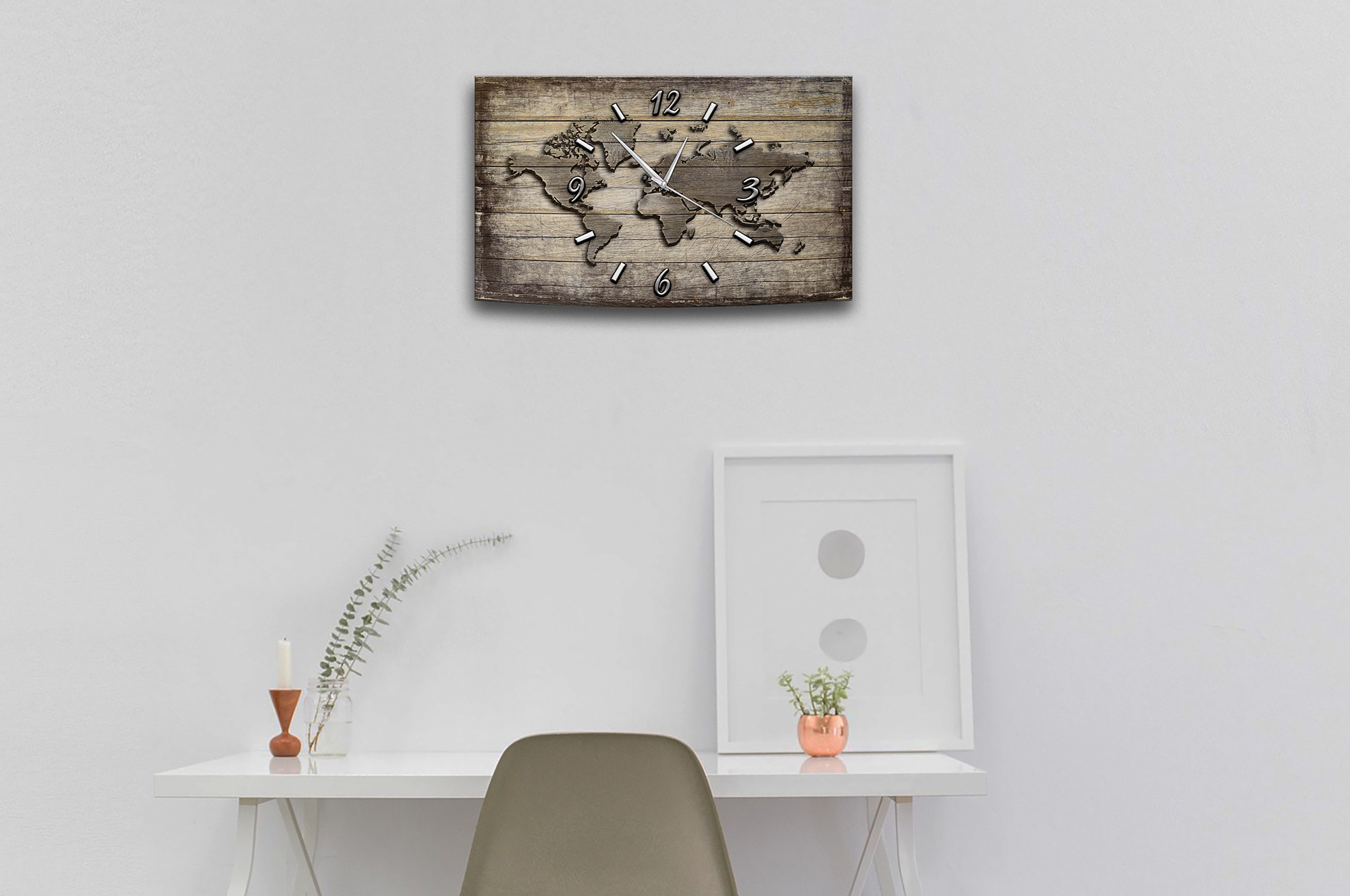 Wanduhr Funk oder Quarzuhr leise tickend Weltkarte
