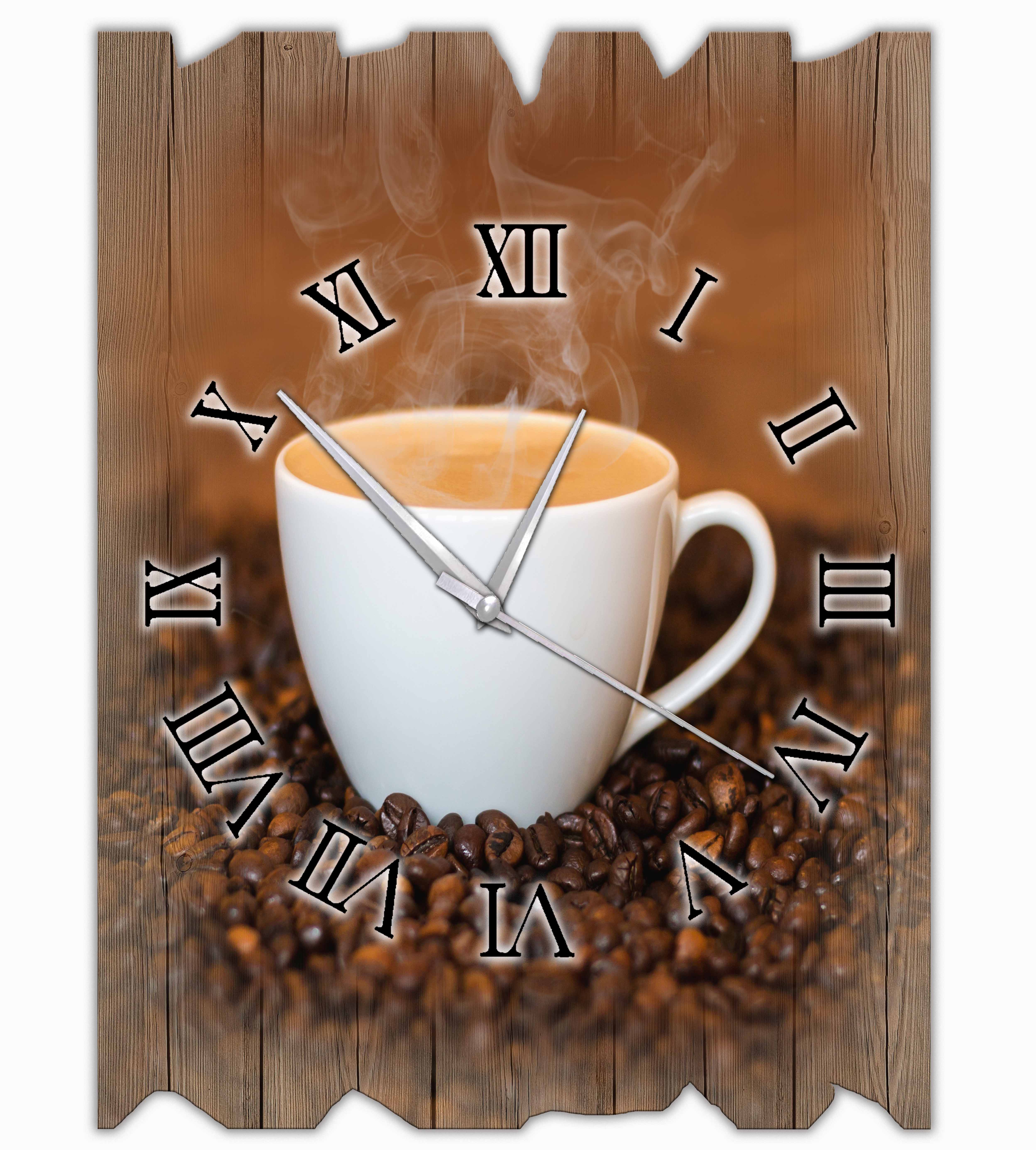 Wanduhr Holzuhr Funkuhr oder Quarzuhr Kaffe Genuss
