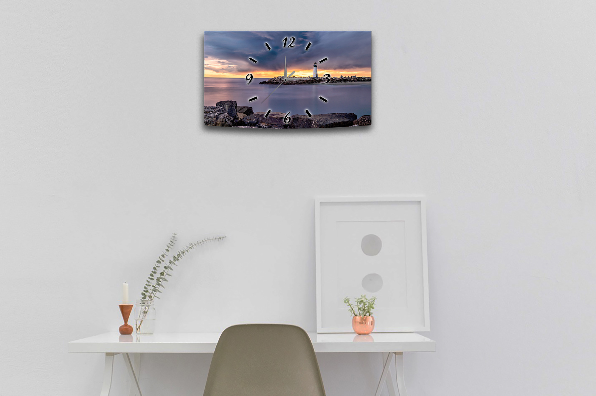 Wanduhr Funk oder Quarzuhr leise tickend Leuchtturm  50x30cm