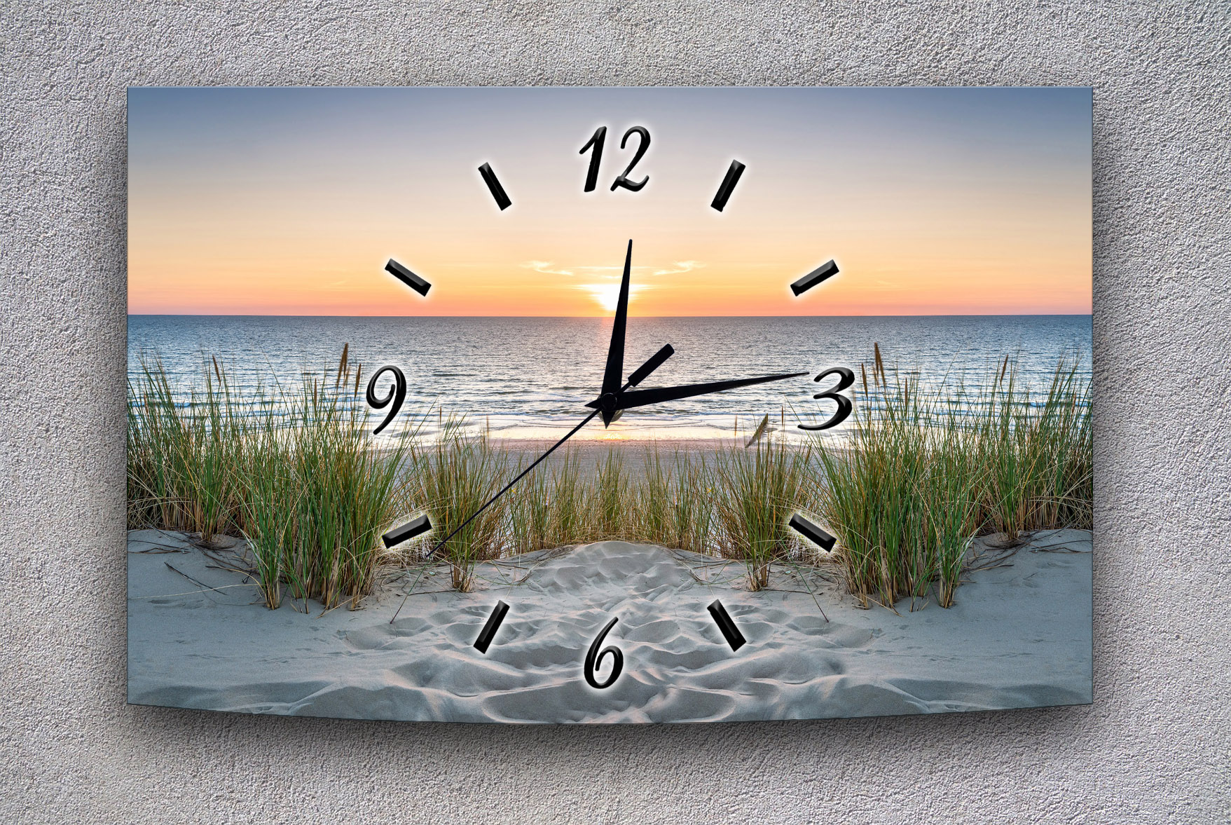 Wanduhr Funk oder Quarzuhr leise tickend Strand Meer Nordsee  50x30cm