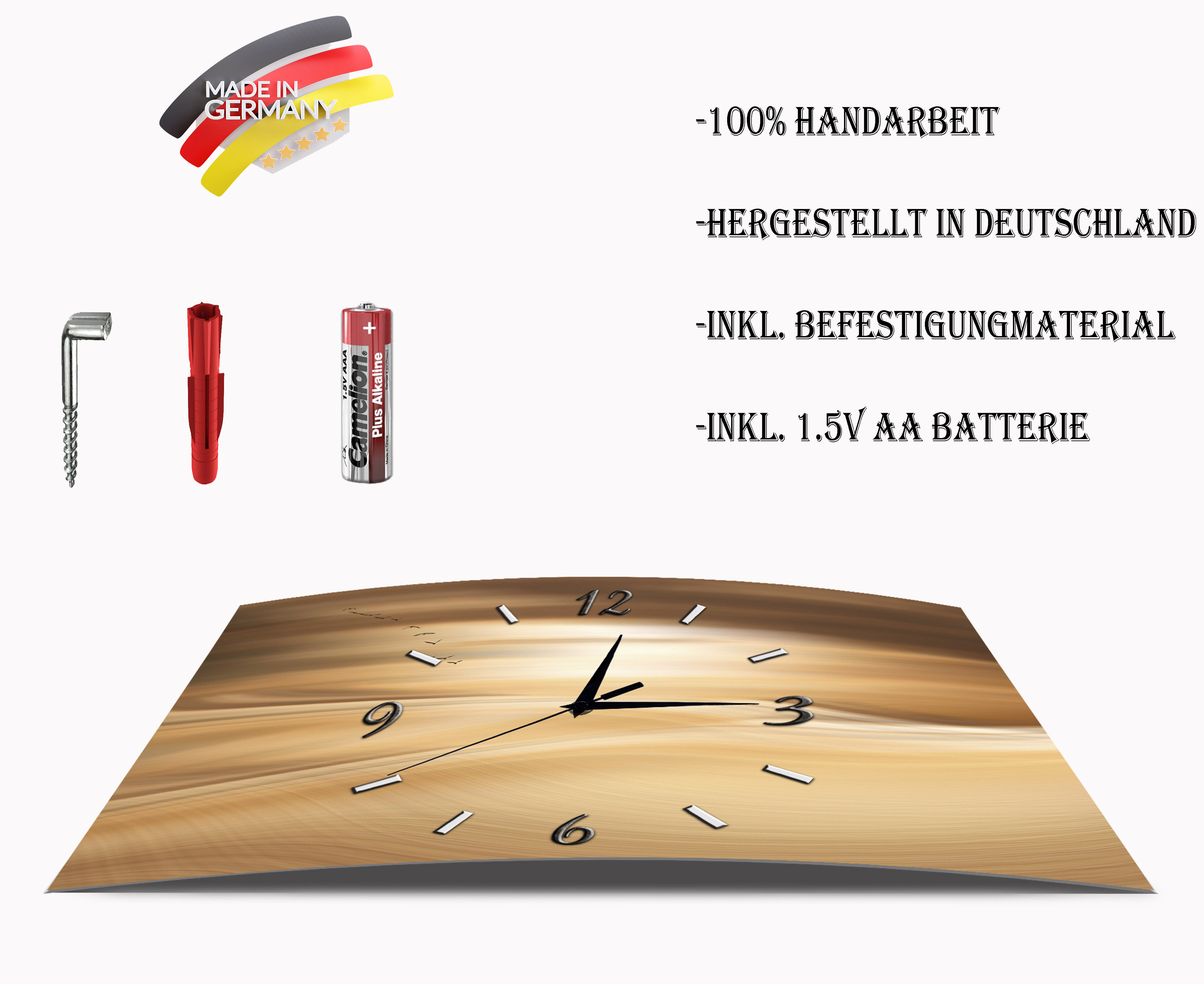 Wanduhr Funk oder Quarzuhr leise tickend Abstrakt 50x30cm