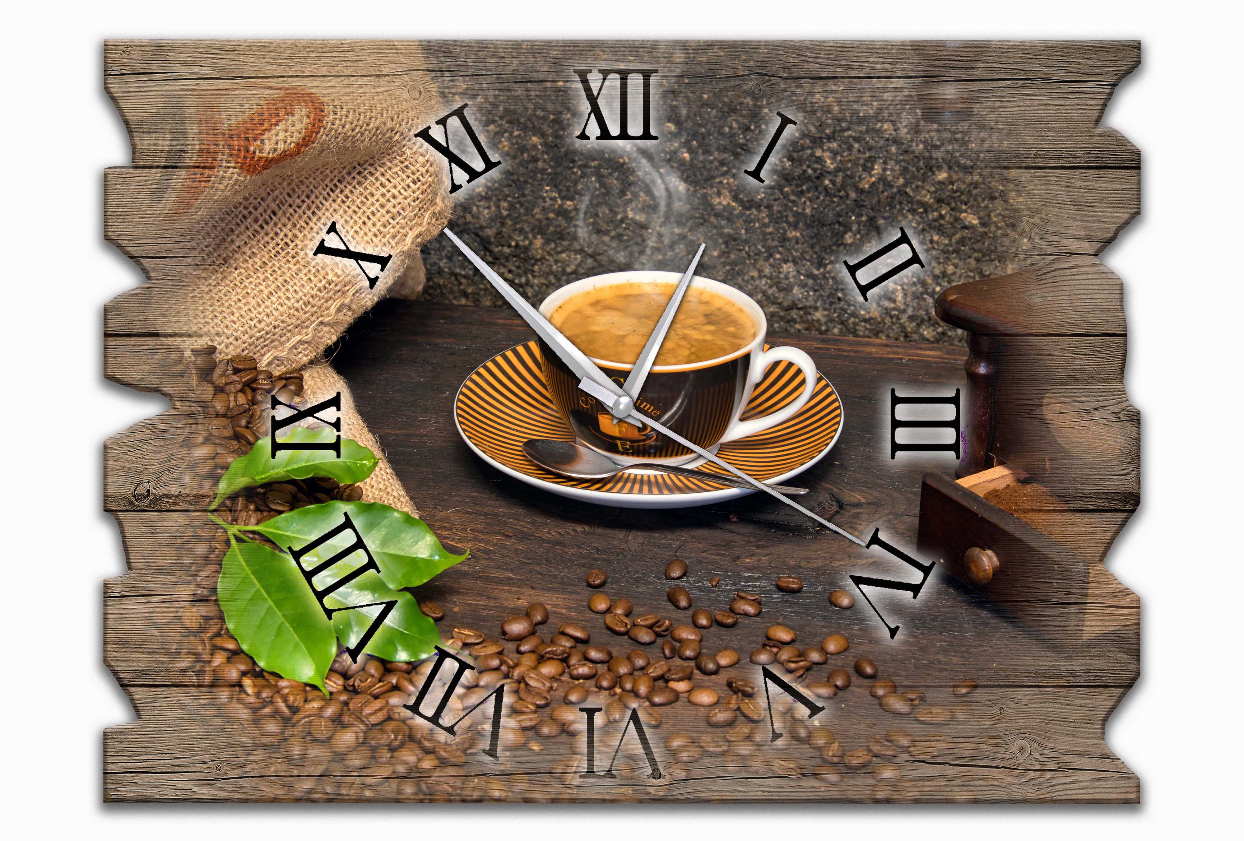 Wanduhr Holzuhr Funkuhr oder Quarzuhr Kaffe