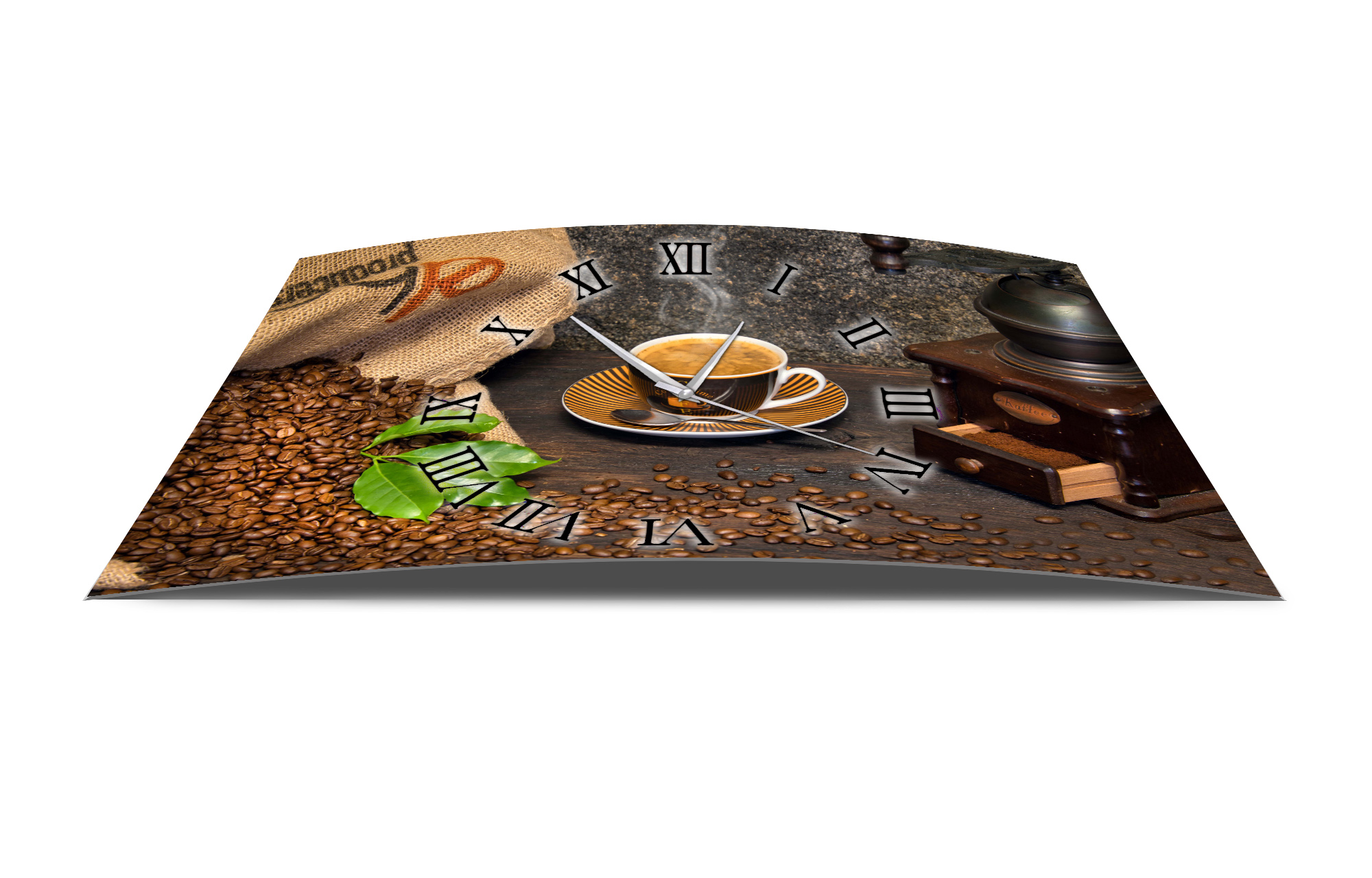 Wanduhr Funk oder Quarzuhr leise tickend Kaffe Genuss