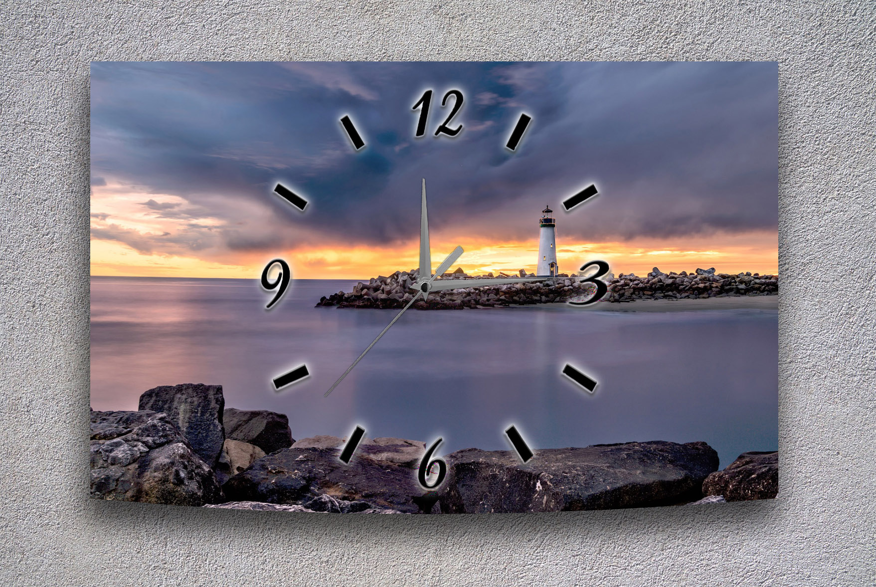 Wanduhr Funk oder Quarzuhr leise tickend Leuchtturm  50x30cm