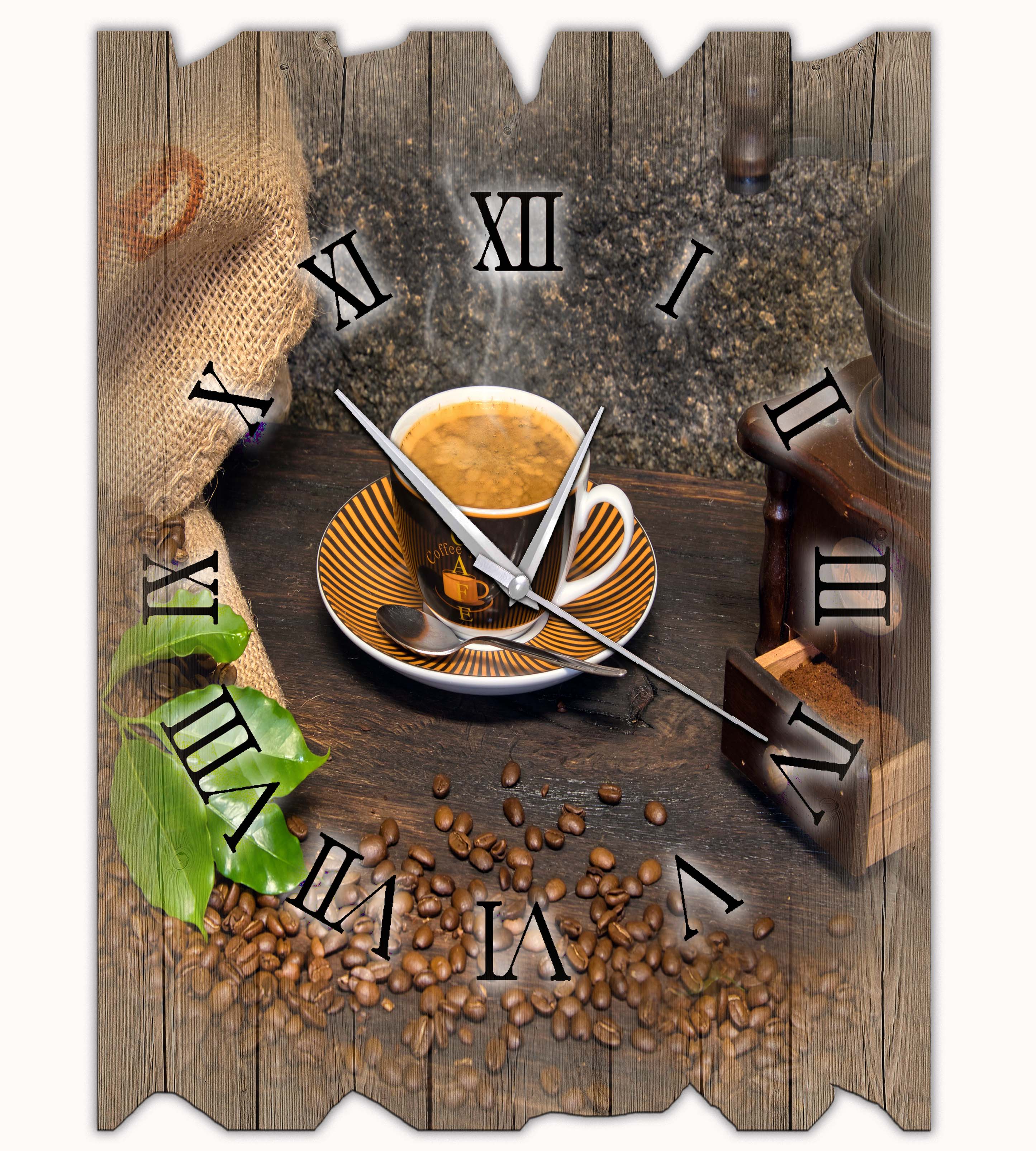 Wanduhr Holzuhr Funkuhr oder Quarzuhr Kaffe