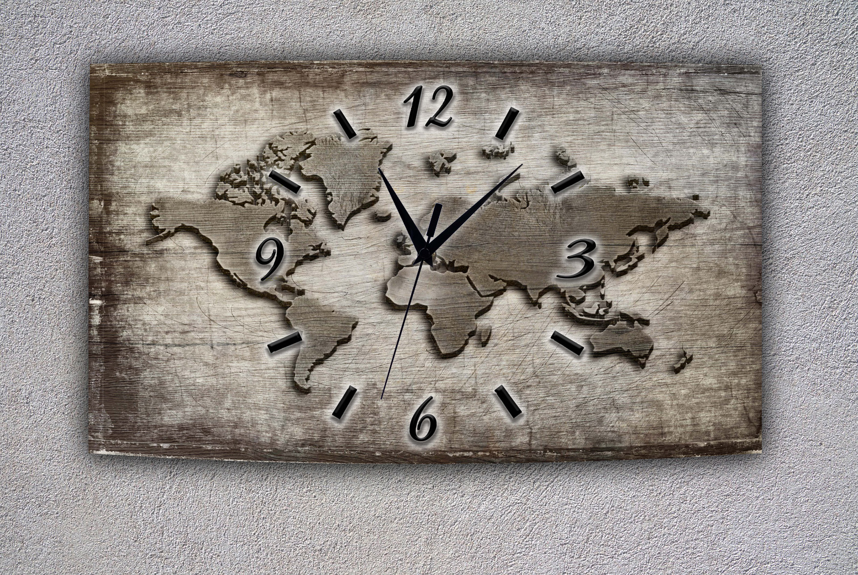 Wanduhr Funk oder Quarzuhr leise tickend  Weltkarte Abstrakt