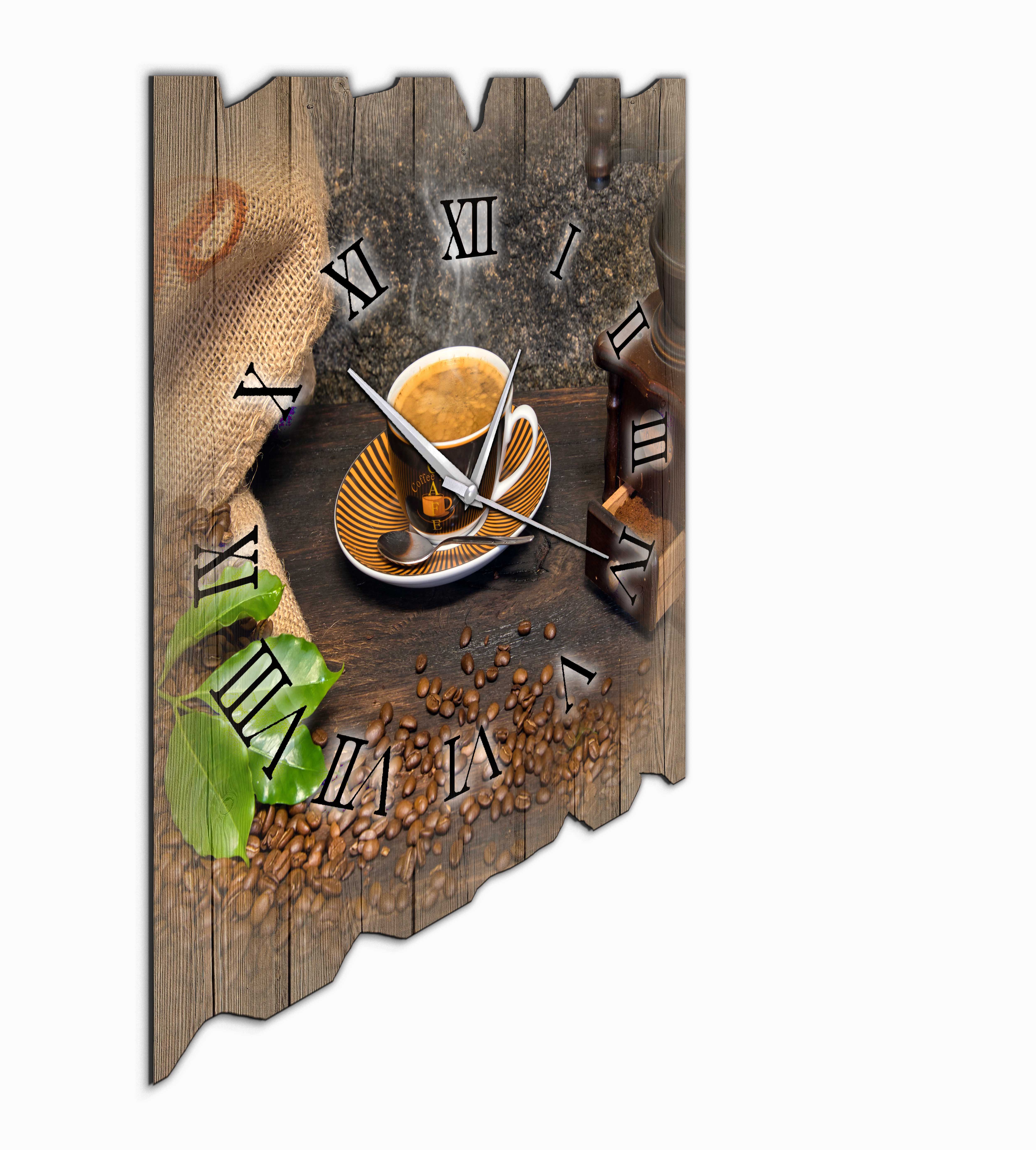 Wanduhr Holzuhr Funkuhr oder Quarzuhr Kaffe