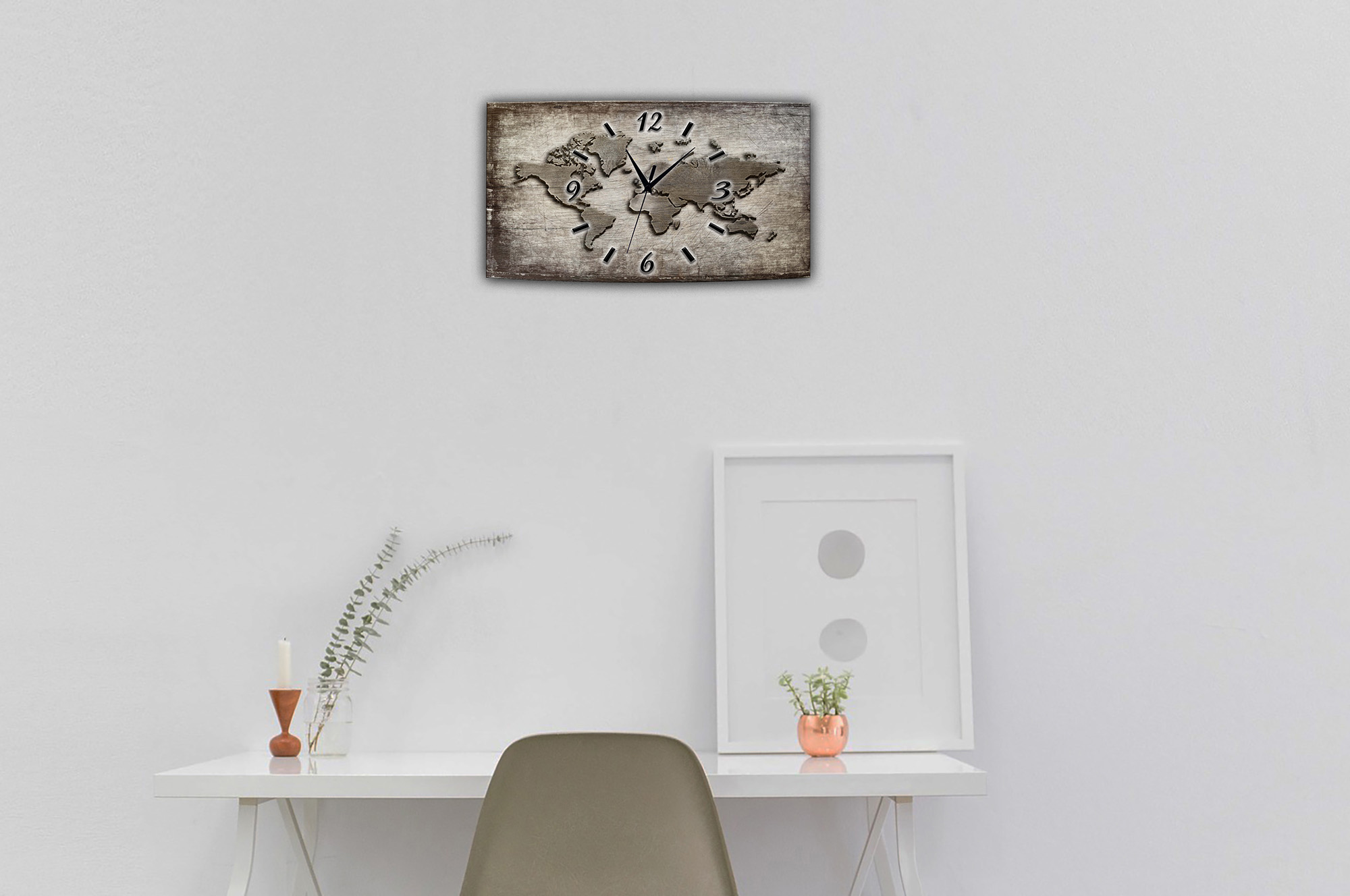 Wanduhr Funk oder Quarzuhr leise tickend  Weltkarte Abstrakt