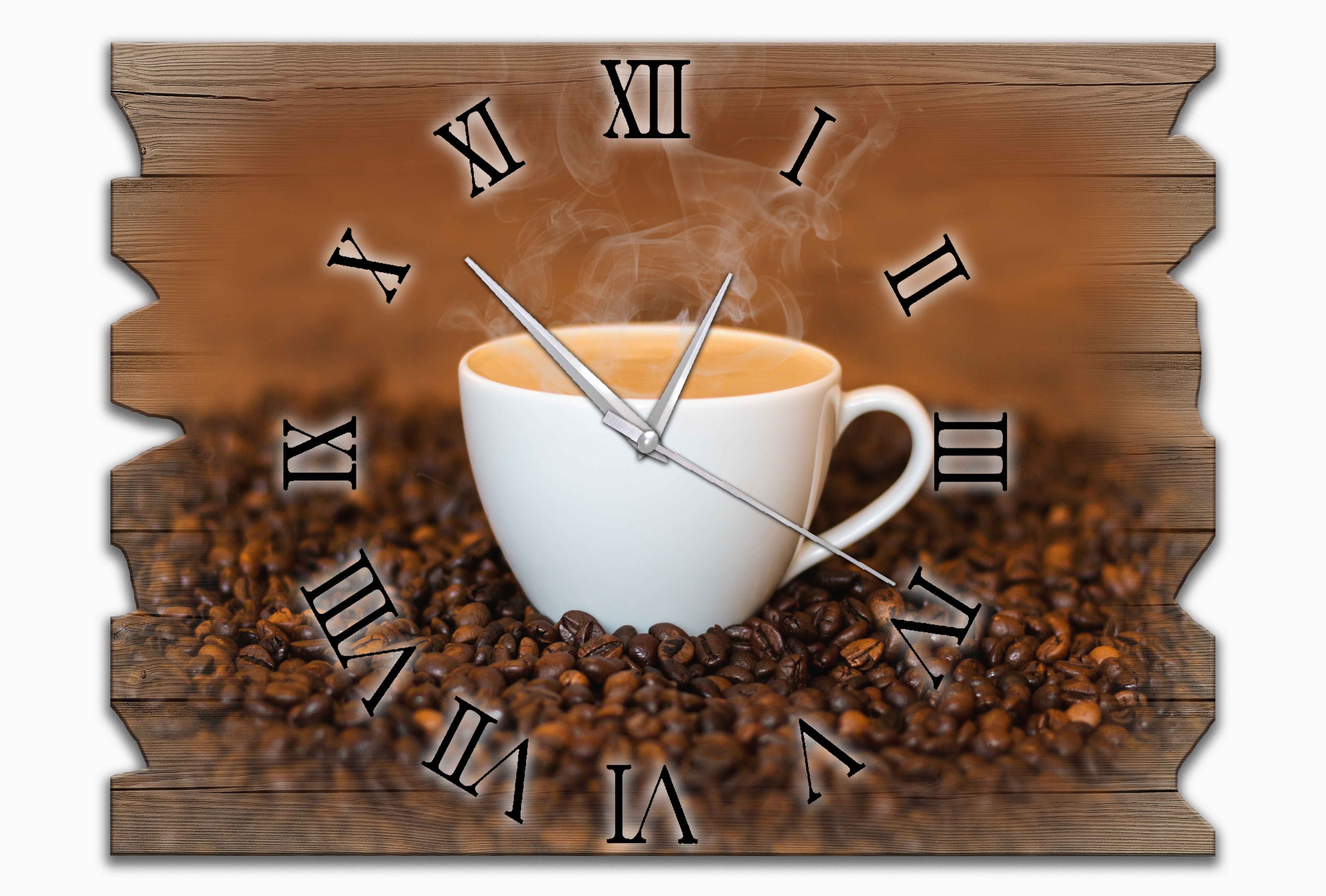 Wanduhr Holzuhr Funkuhr oder Quarzuhr Kaffe