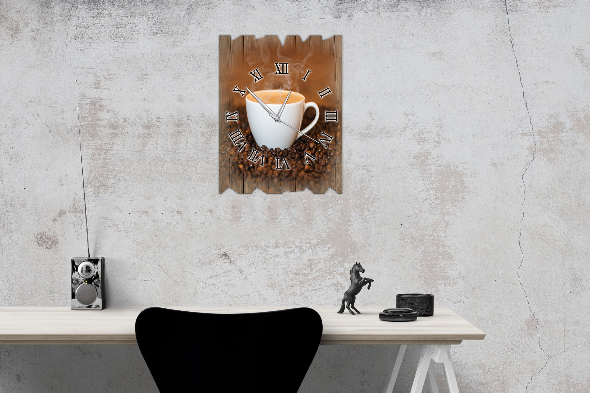 Wanduhr Holzuhr Funkuhr oder Quarzuhr Kaffe Genuss