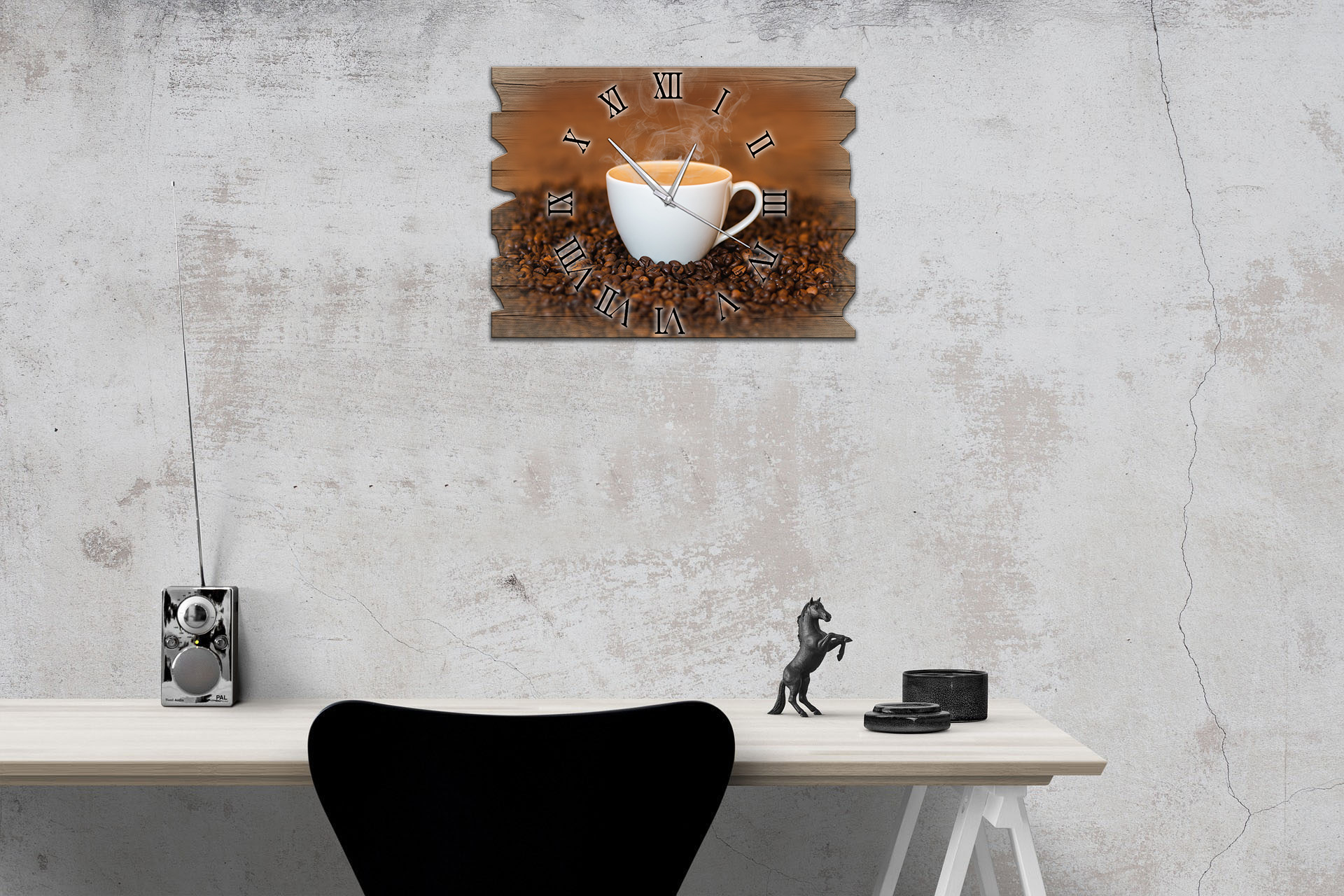Wanduhr Holzuhr Funkuhr oder Quarzuhr Kaffe